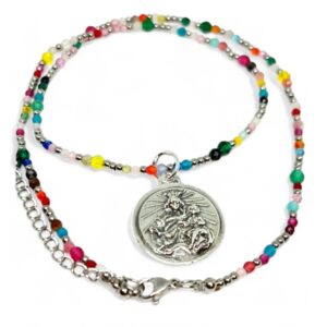 Gargantilla Escapulario Plata piedras colores