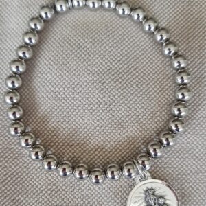 Pulsera Escapulario Plata & bolas acero